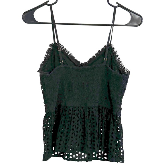 Japna Black Lace Eyelet Peplum Cami Top Small Boho Adjustable Straps 100% Cotton - Picture 6 of 6